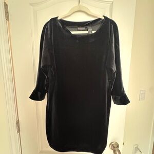 New York & Company Black Velvet Long Sleeve Dress